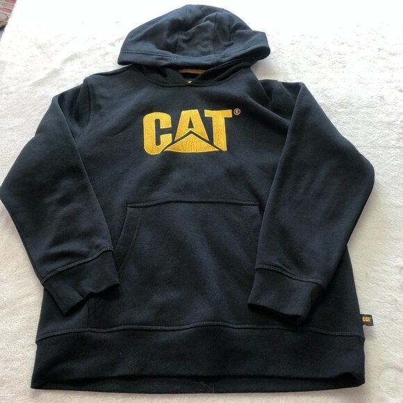Nwot CAT Black & Yellow Embroidered Pullover Hoodie Size Small - Picture 3 of 11
